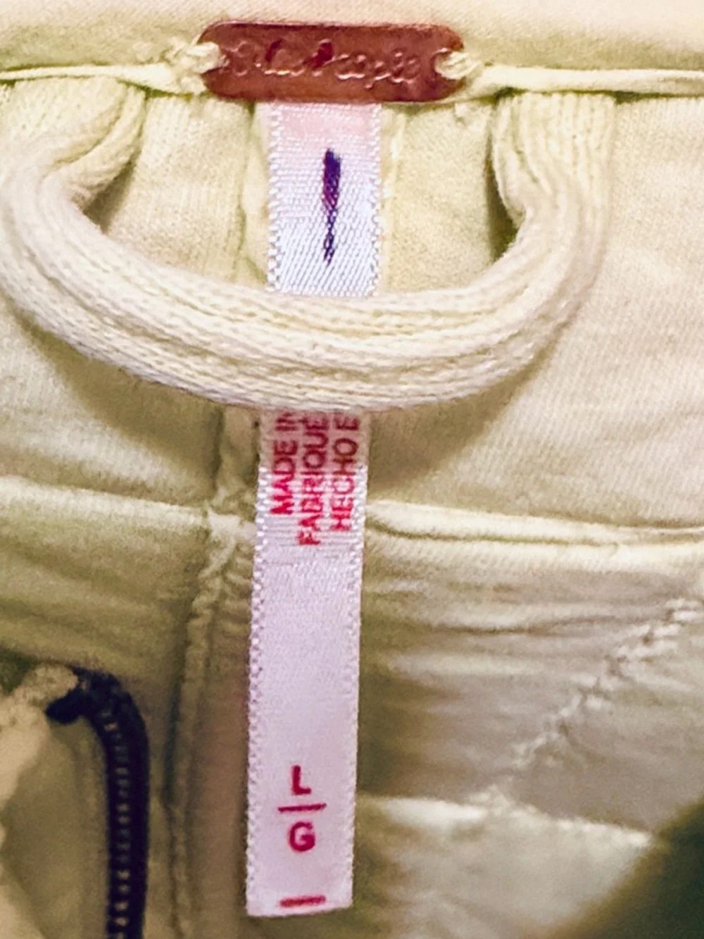 Free People Neon Yellow Green Quilted Puffer Jacket Size Large EUC - Picture 5 of 6